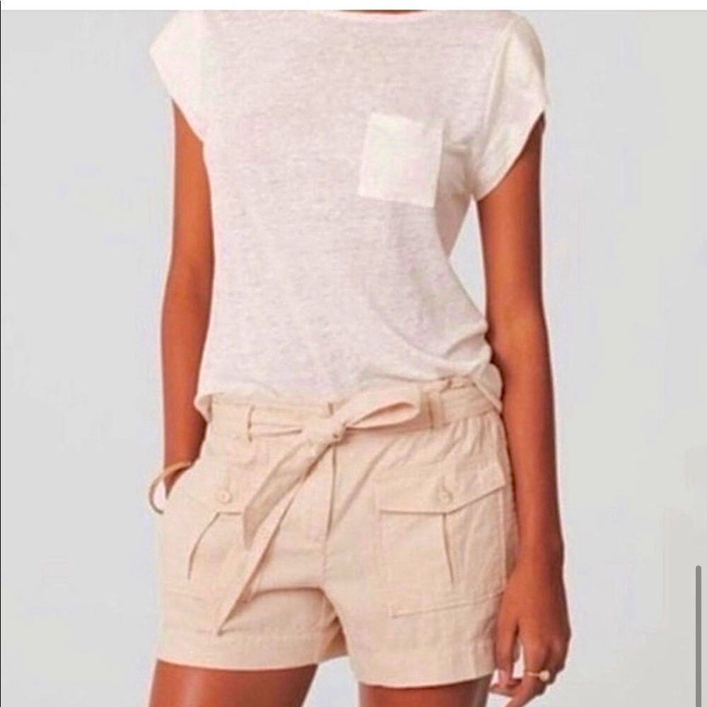 NWT Ann Taylor LOFT Linen Safari Belted Shorts